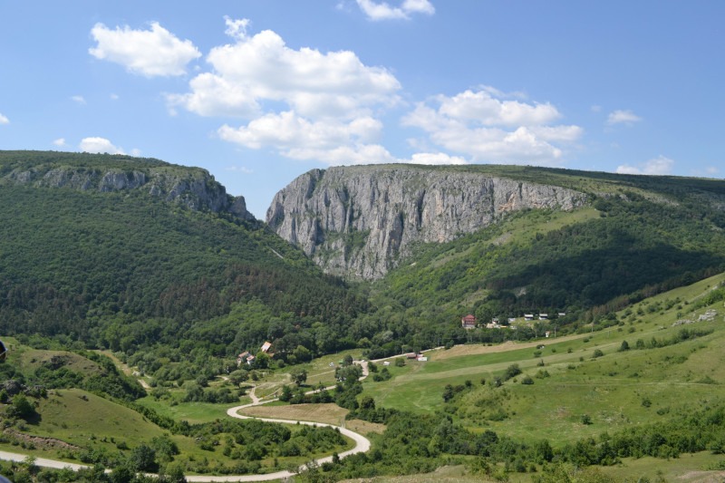 Turda Gorge limestone cliffs and hiking trail